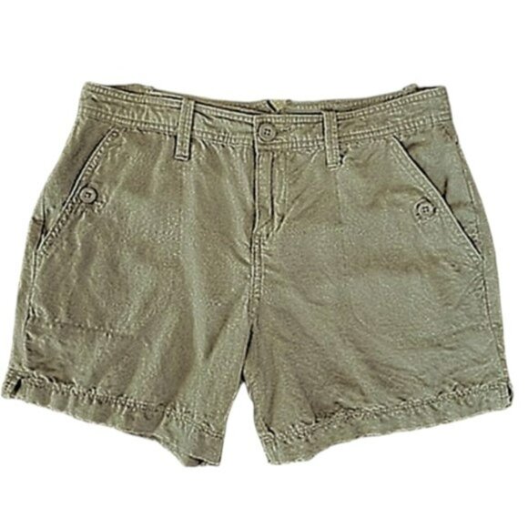 Calvin Klein Women's Shorts Size 4 Olive Green Linen Blend Pockets Outdoors Y2K - Picture 14 of 14